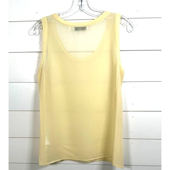 Sandro Paris Linen Front Sheer Back Sleeveless Tank Top Light Yellow Medium - Picture 7 of 7